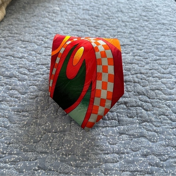 Rush Limbaugh Tie Vtg. 90s No Boundaries Collection Silk Orange & Red 58” x 4” - Picture 3 of 9